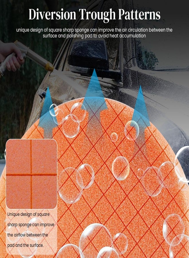 Serplex مجموعة وسادات تلميع Serplex® مكونة من 5 قطع للوحة دعم مقاس 15 سم، وسادات إسفنجية للتلميع والقطع، مجموعة وسادات إسفنجية لتلميع وتشميع السيارات، متنوعة - Image 4